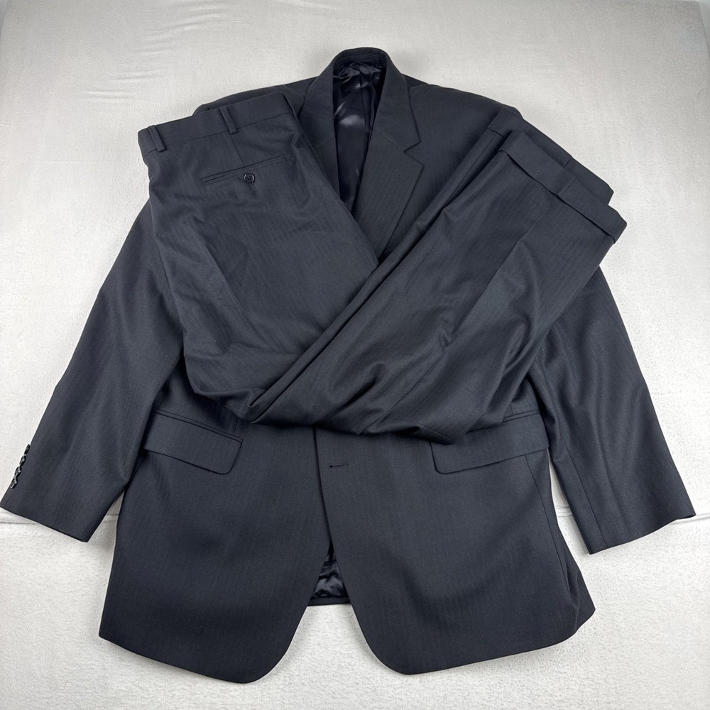 Brooks Brothers Stretch Mens Black 2-Piece Suit 46L 40*30 Wool Business Office